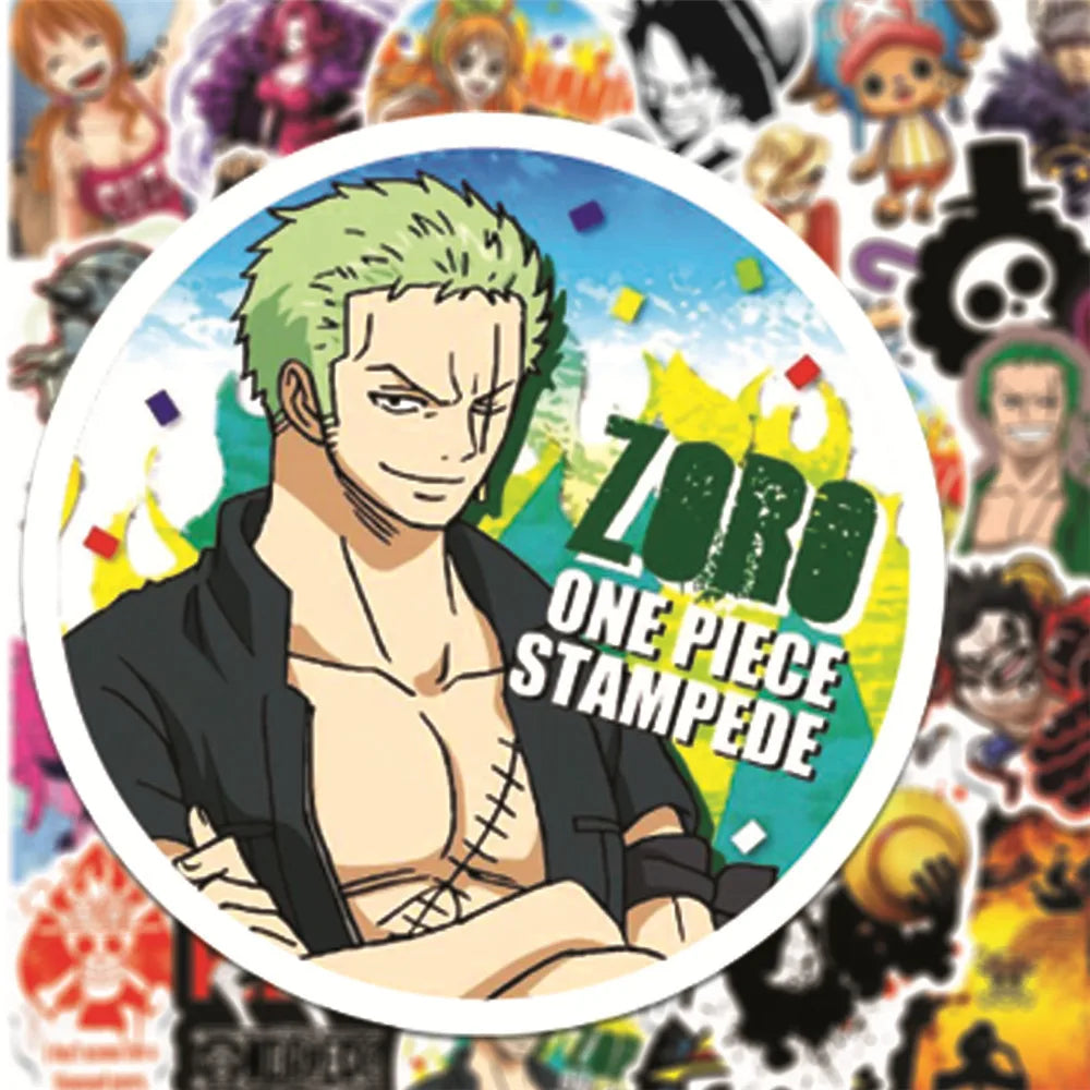50Pcs One Piece Sticker Pack Waterproof Anime Stickers Cute Phone Case Kawaii Packaging Laptop Skin DIY Stationery Stickers