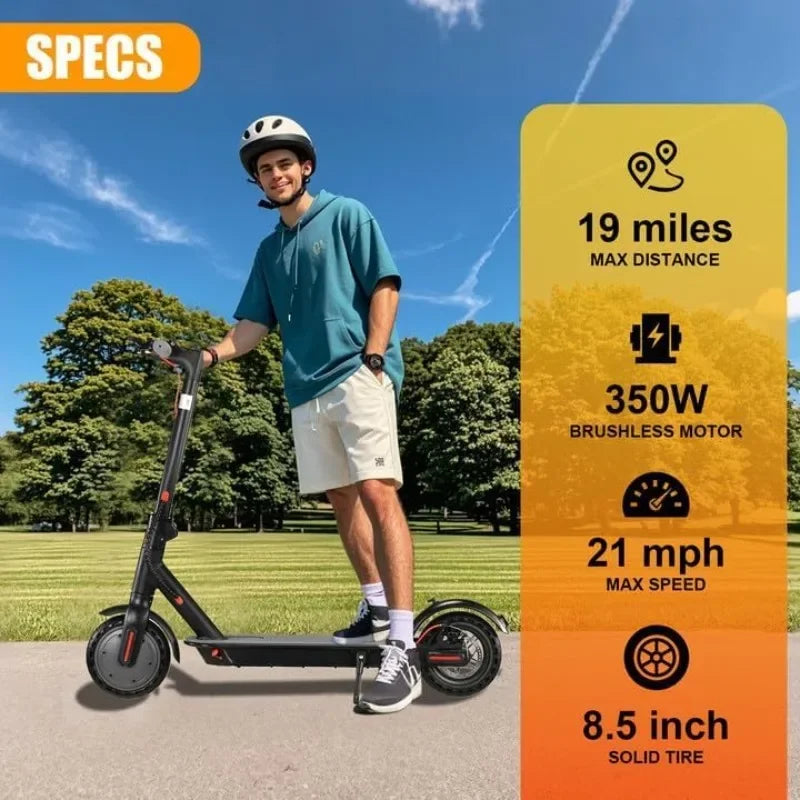 Electric Scooter Adults, Foldable 8.5" Tires E Scooter for Adults, 19 Mph, 350W Motor Fast Cooter, Kick Scooters Max 21 Miles