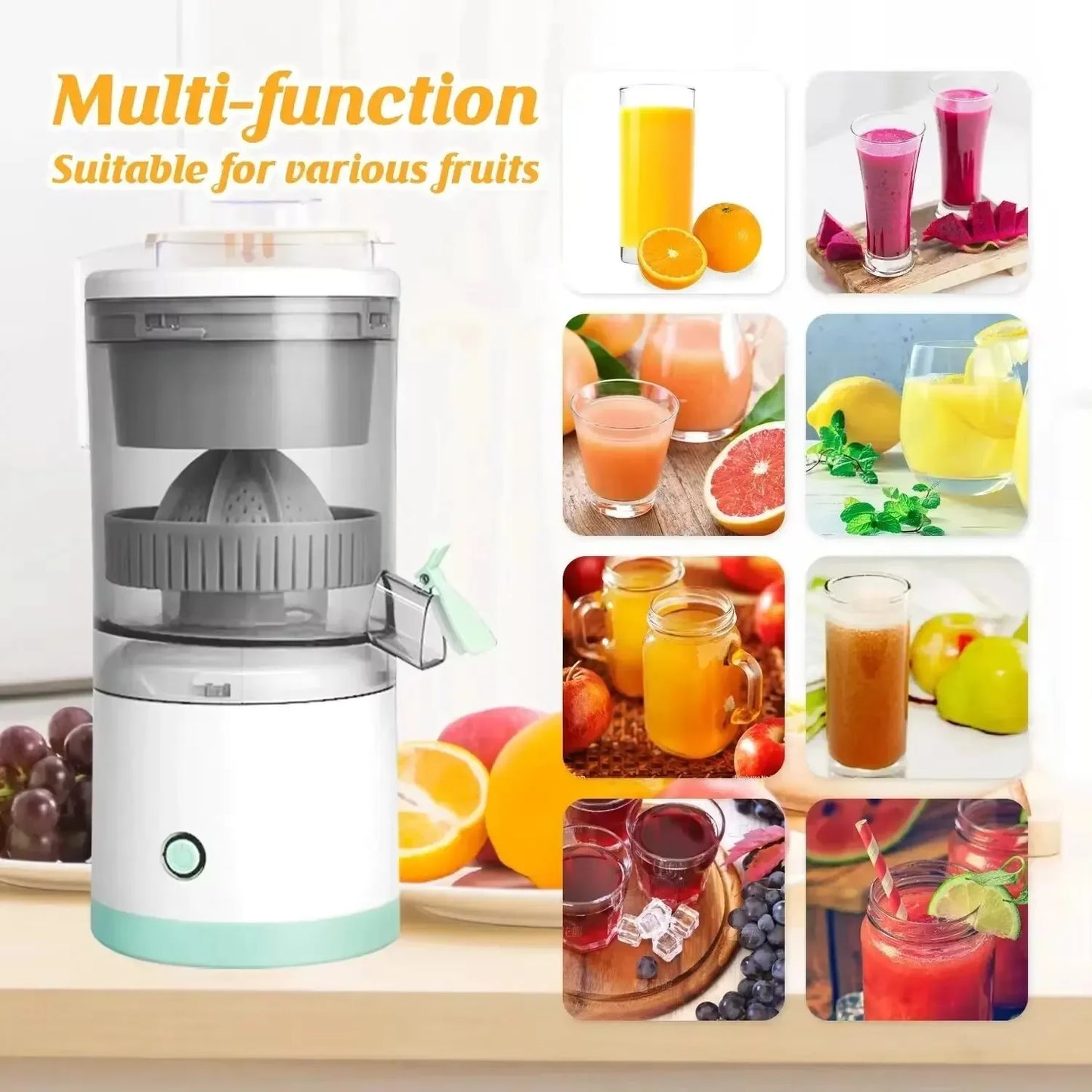 Household Electric Juicer Portable Juice Squeezer USB Rechargeable Wireless Fruit Blender Mini Automatic Fruit Juicer