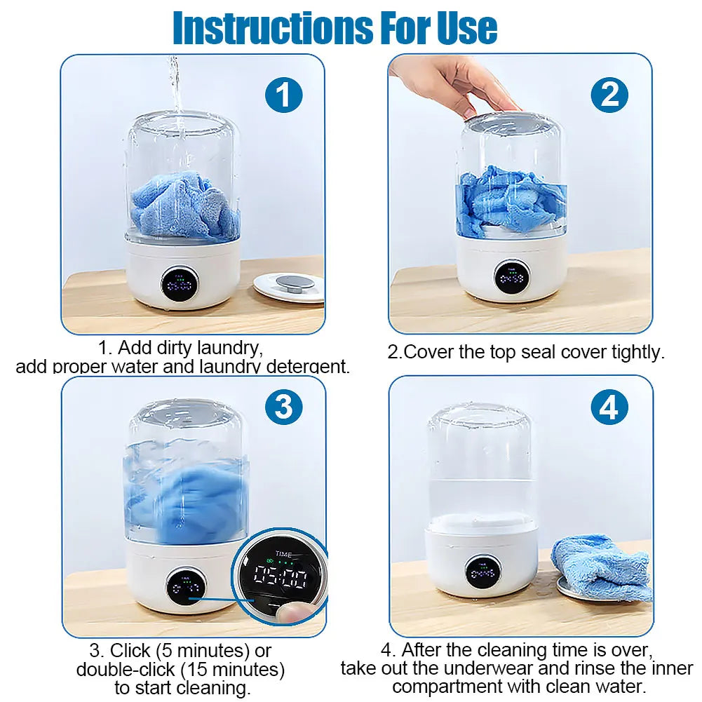 Portable Cordless Washing Machine,Usb Rechargeable, Mini Washer for /Underwear/Socks/Baby Clothes Home Travel Laundry Bucket
