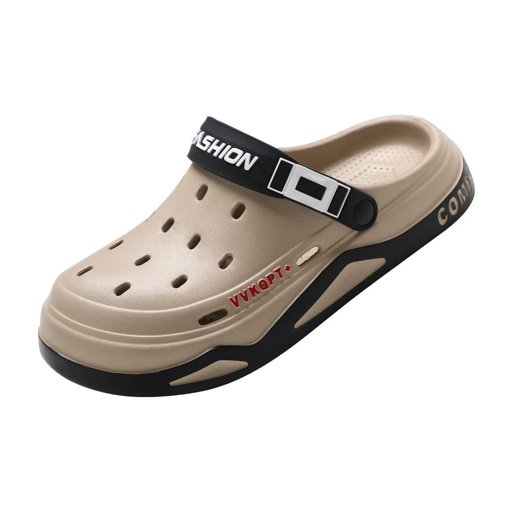 Summer Hole Shoes Men Wear Casual Fashion Non-Slip Portable Sports Sandals Beach Step on Toe Breathable Slippers for Men Outdoor