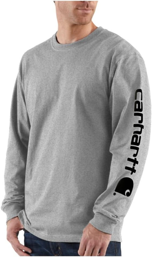 Men'S Loose Fit Heavyweight Long Logo Sleeve Graphic T-Shirt