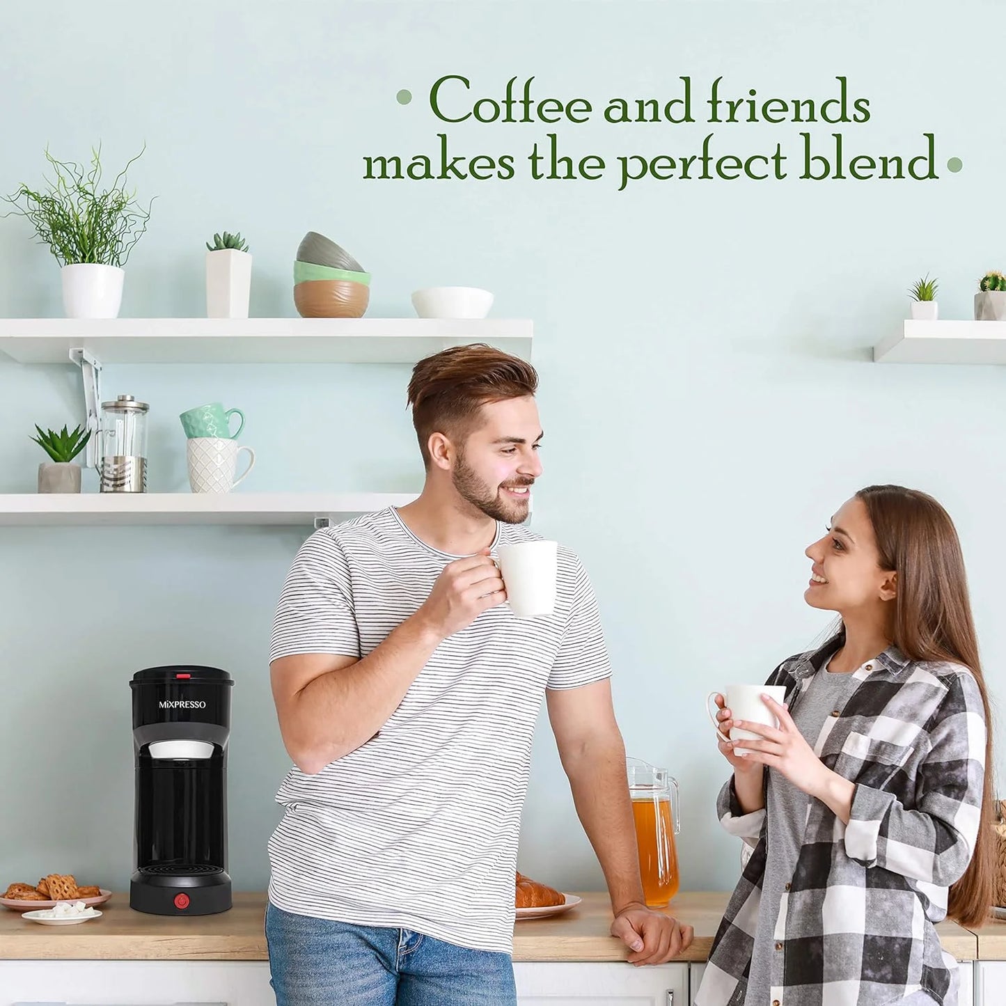Compact 2-in-1 Single Serve Coffee Maker, K-Cup Compatible, 14 Oz, Black