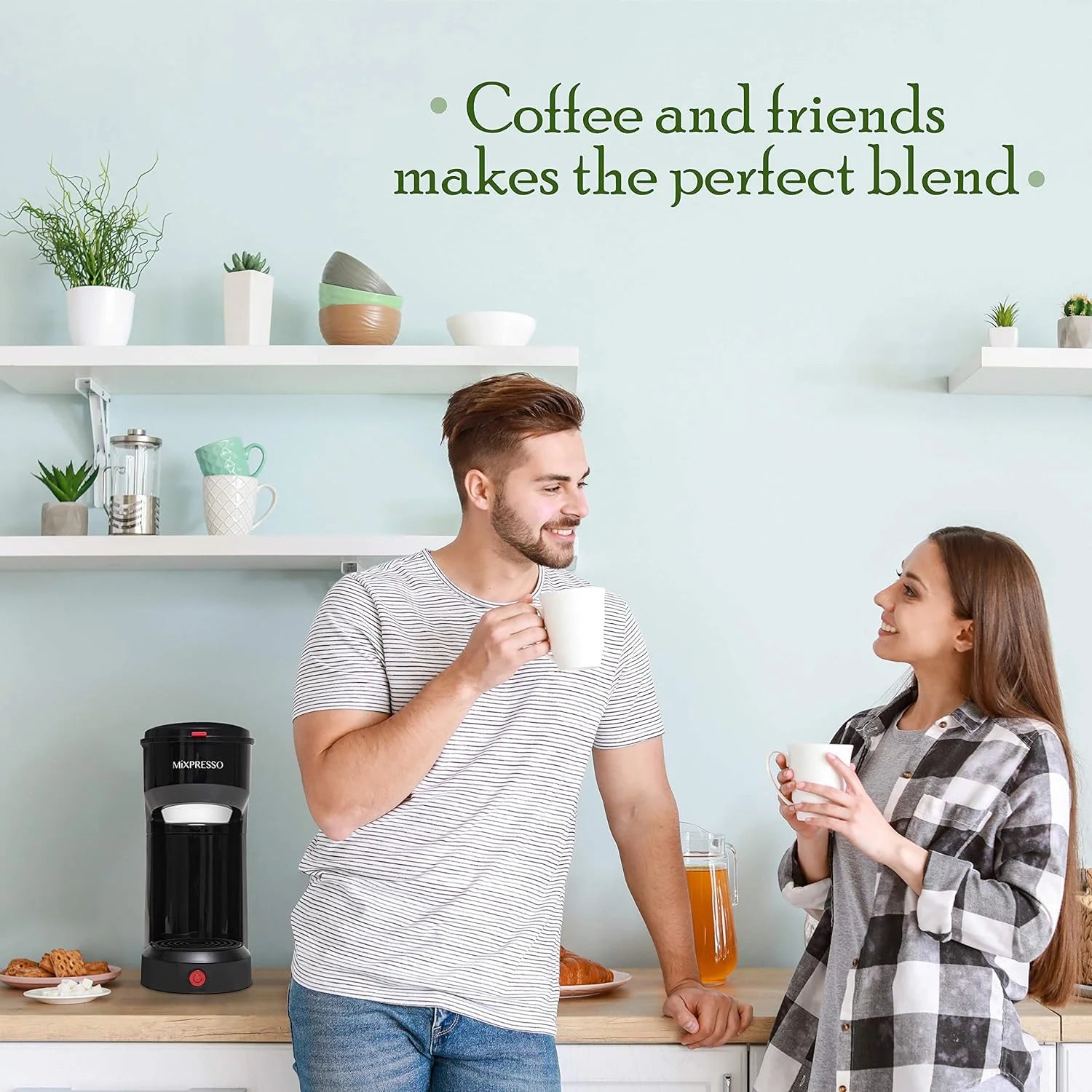 Compact 2-in-1 Single Serve Coffee Maker, K-Cup Compatible, 14 Oz, Black