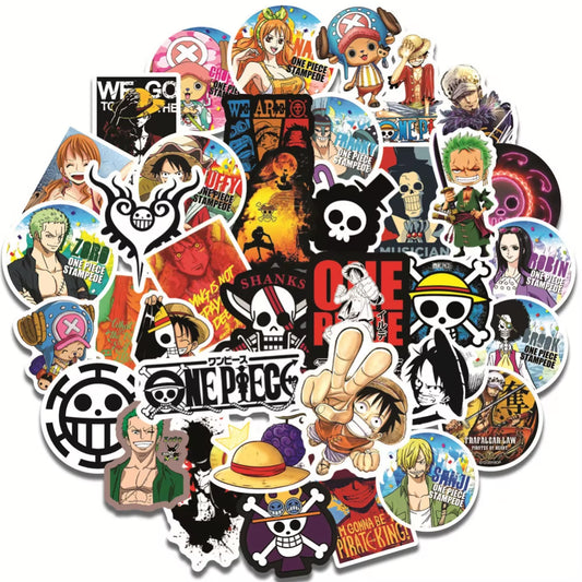 50Pcs One Piece Sticker Pack Waterproof Anime Stickers Cute Phone Case Kawaii Packaging Laptop Skin DIY Stationery Stickers