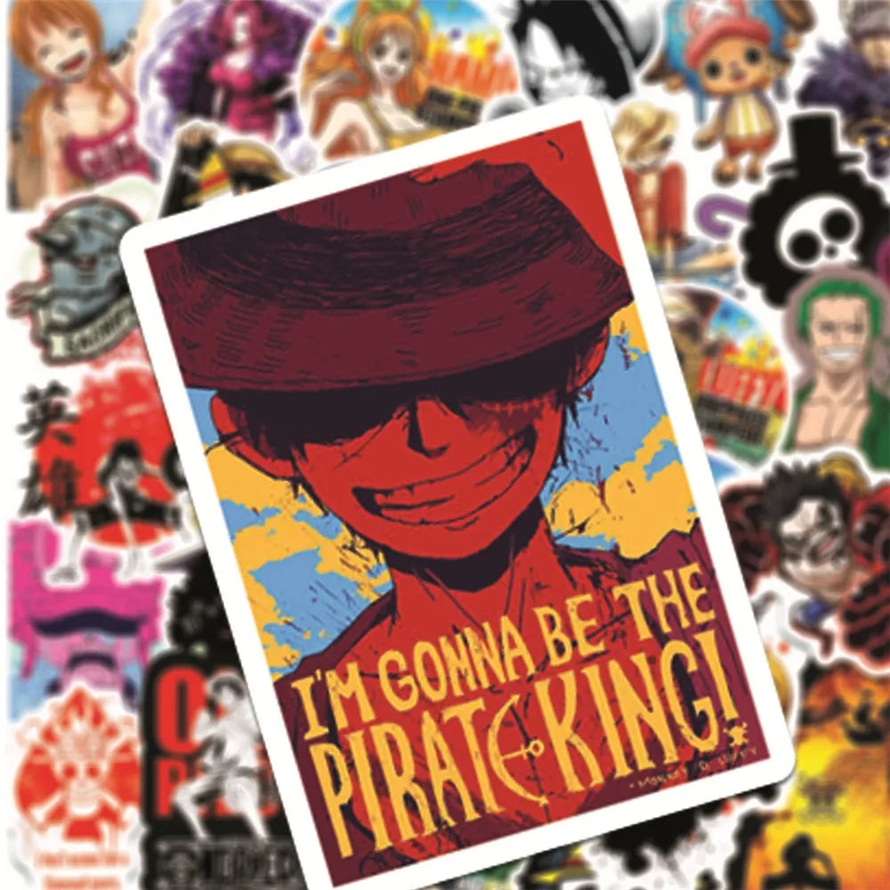 50Pcs One Piece Sticker Pack Waterproof Anime Stickers Cute Phone Case Kawaii Packaging Laptop Skin DIY Stationery Stickers