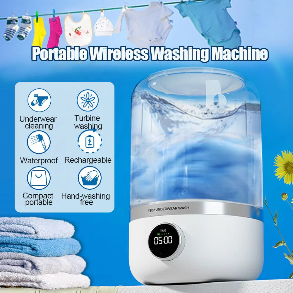 Portable Cordless Washing Machine,Usb Rechargeable, Mini Washer for /Underwear/Socks/Baby Clothes Home Travel Laundry Bucket