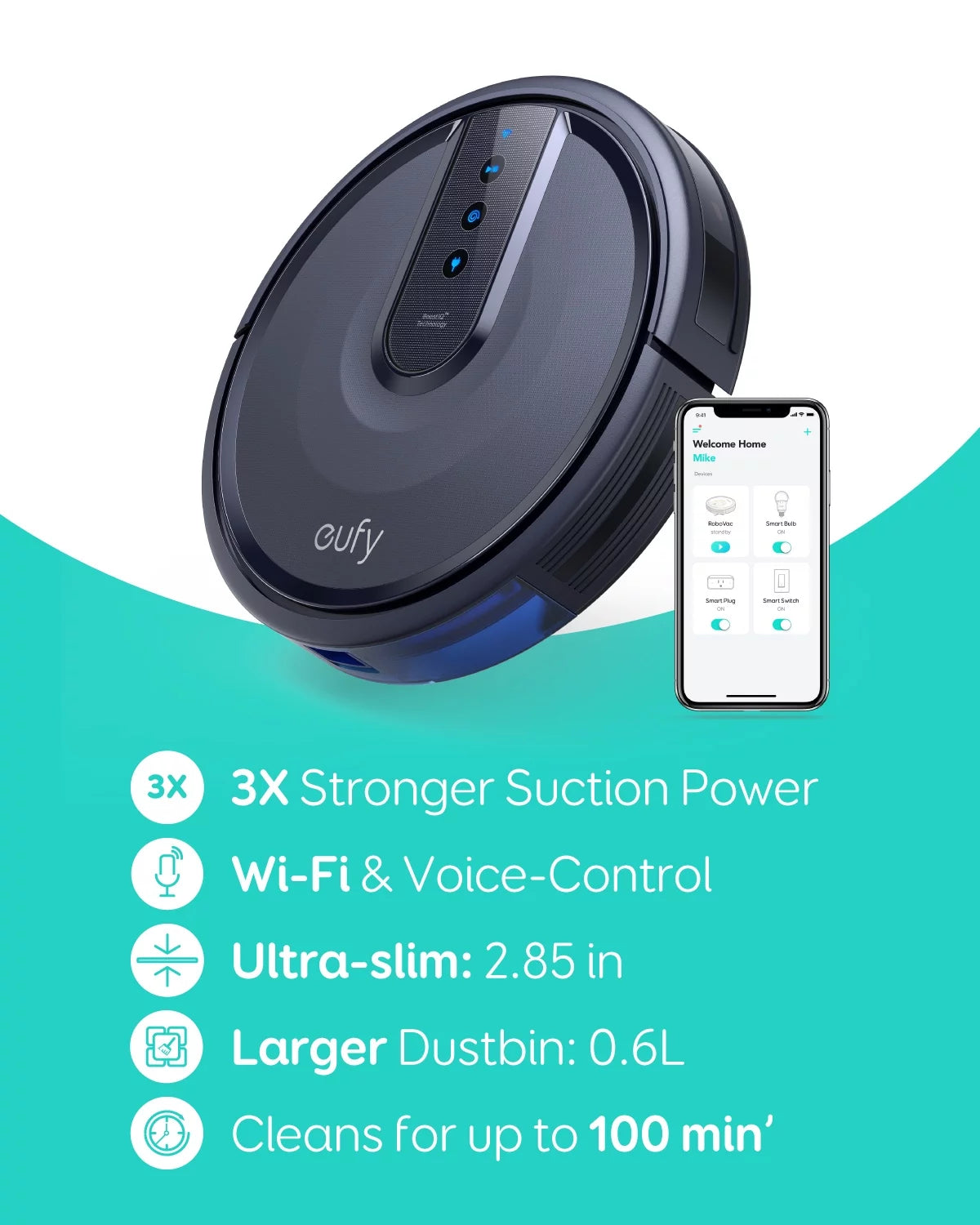25C Wi-Fi Enabled Robot Vacuum Cleaner, Ideal for Pet Hair Removal, Ultra-Quiet and Slim Design
