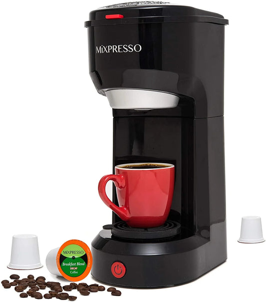 Compact 2-in-1 Single Serve Coffee Maker, K-Cup Compatible, 14 Oz, Black
