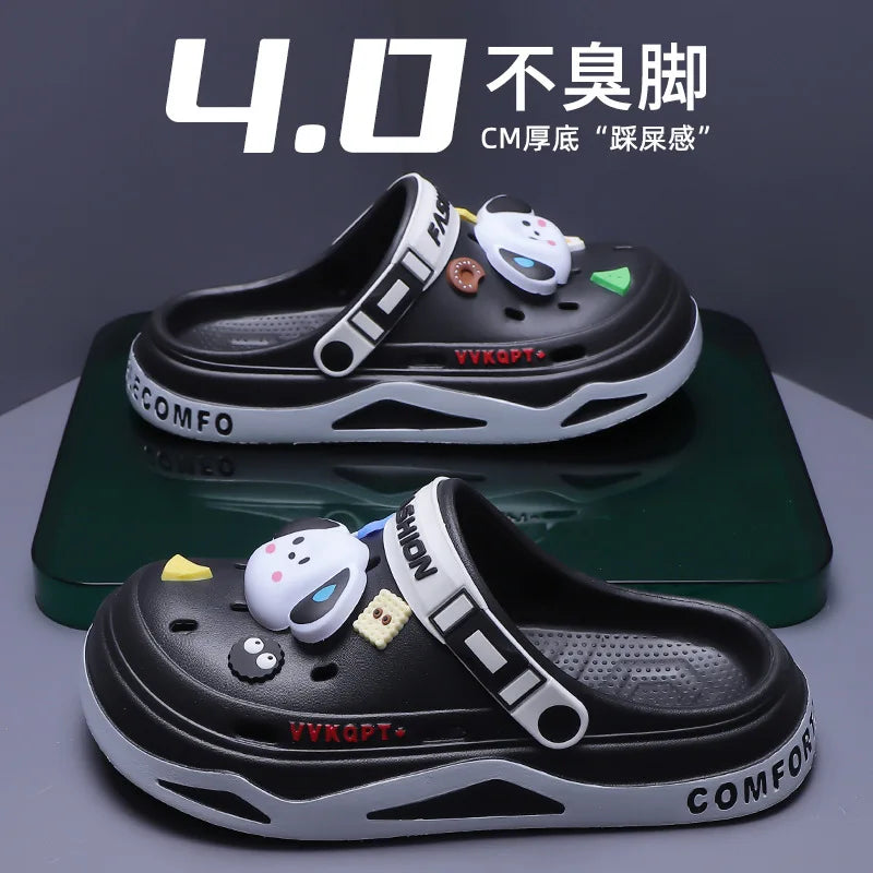 Summer Hole Shoes Men Wear Casual Fashion Non-Slip Portable Sports Sandals Beach Step on Toe Breathable Slippers for Men Outdoor