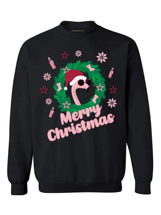 Merry Christmas Flamingo Sweatshirt Flamingo Ugly Christmas Sweater for Women Funny Christmas Gifts Santa Flamingo Ugly Sweater for Men Flamingo Christmas Party Outfit Flamingo Sweater