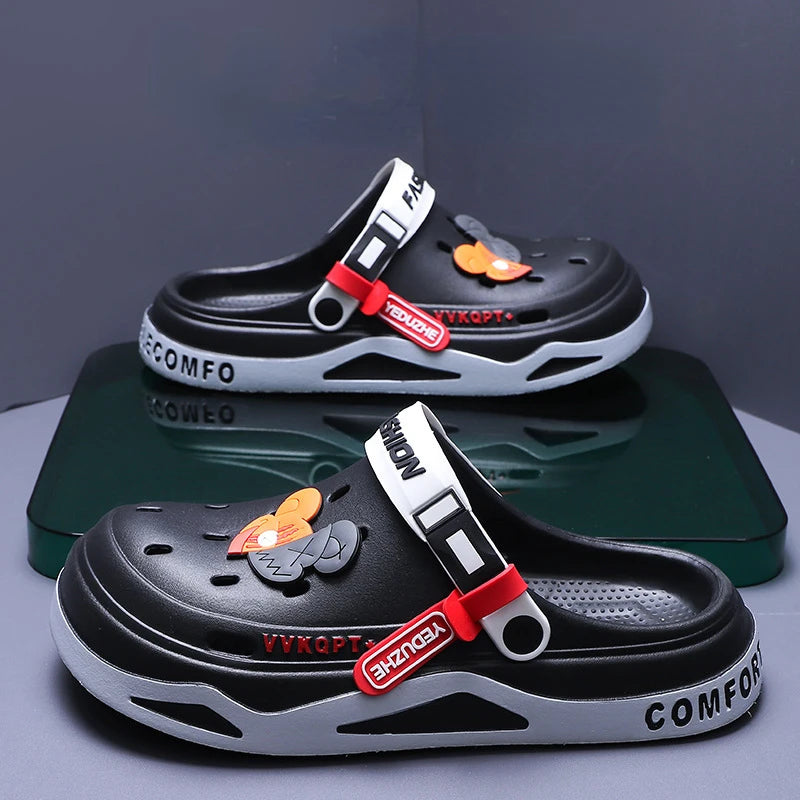 Summer Hole Shoes Men Wear Casual Fashion Non-Slip Portable Sports Sandals Beach Step on Toe Breathable Slippers for Men Outdoor