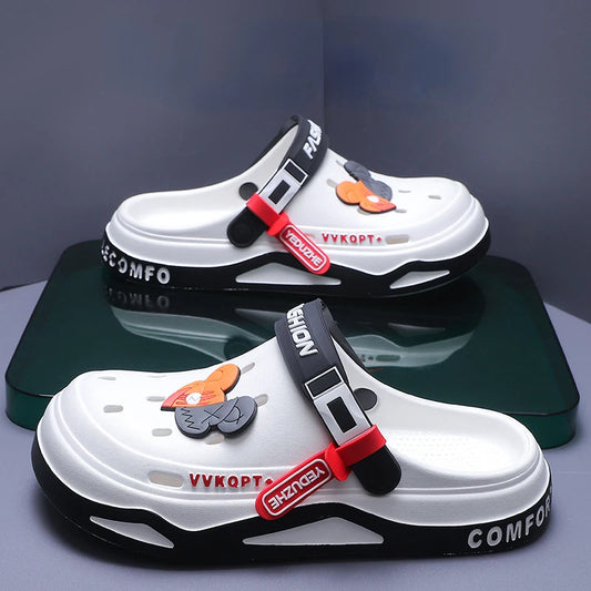 Summer Hole Shoes Men Wear Casual Fashion Non-Slip Portable Sports Sandals Beach Step on Toe Breathable Slippers for Men Outdoor